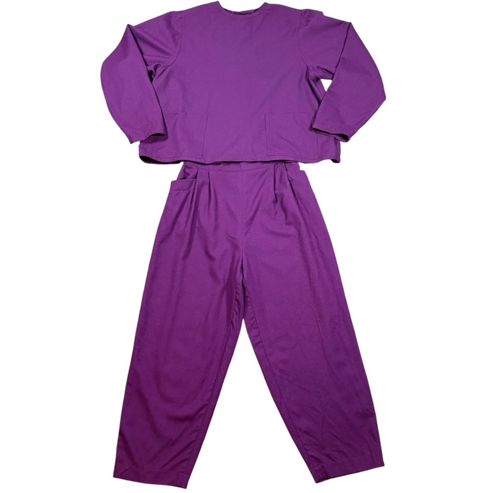 Vintage Cathy Hardwick Purple Wool Two-Piece Set Sz12(Vintage Size) Lagenlook